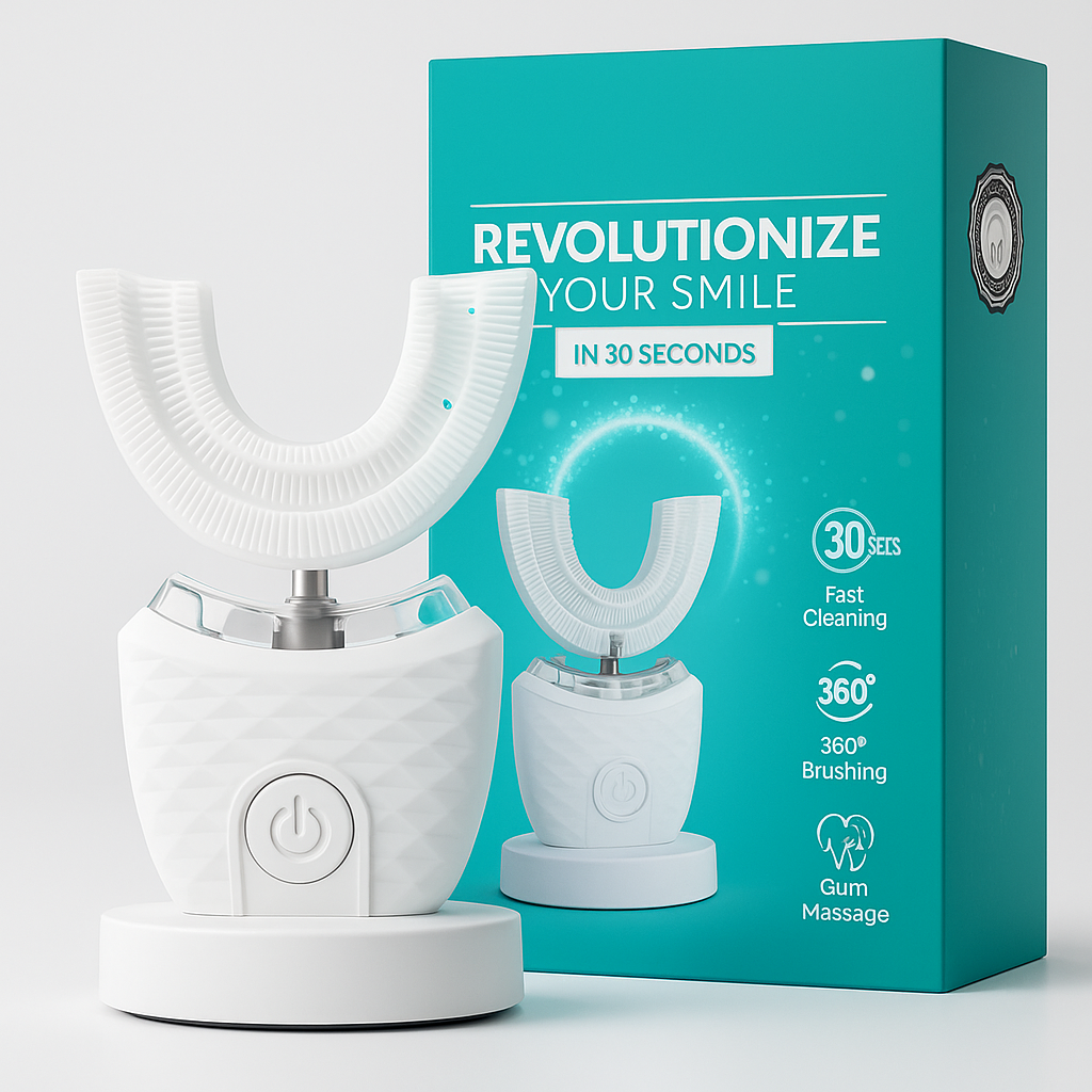 Smile360™ Sonic Electric Toothbrush – 360° U-Shaped Silicone, Waterproof & Hands-Free